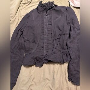 ELIE TAHARI Vintage Silk & Lace Military Style Blazer